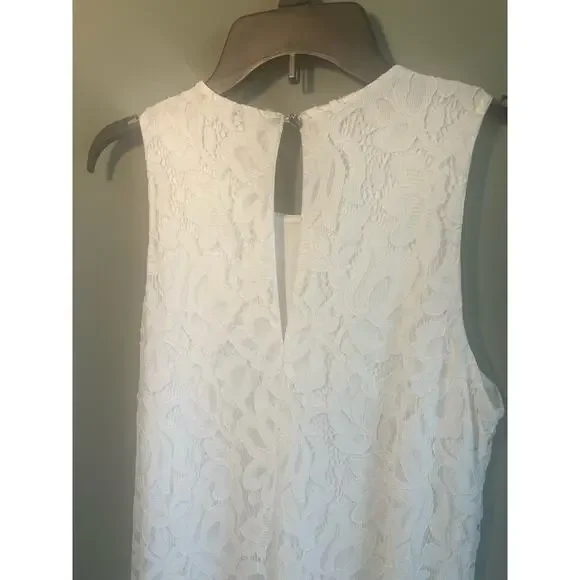 Tommy Hilfiger Sleeveless White Floral Lace A-Line Dress, Size 6 - Picture 8 of 13